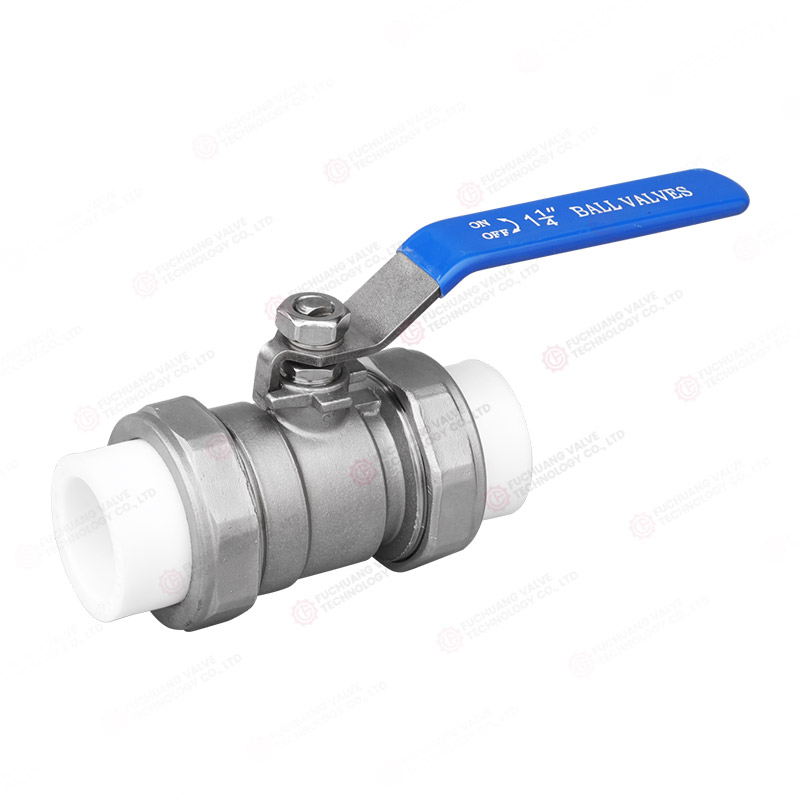 Two-piece ball valve with connecting pipe