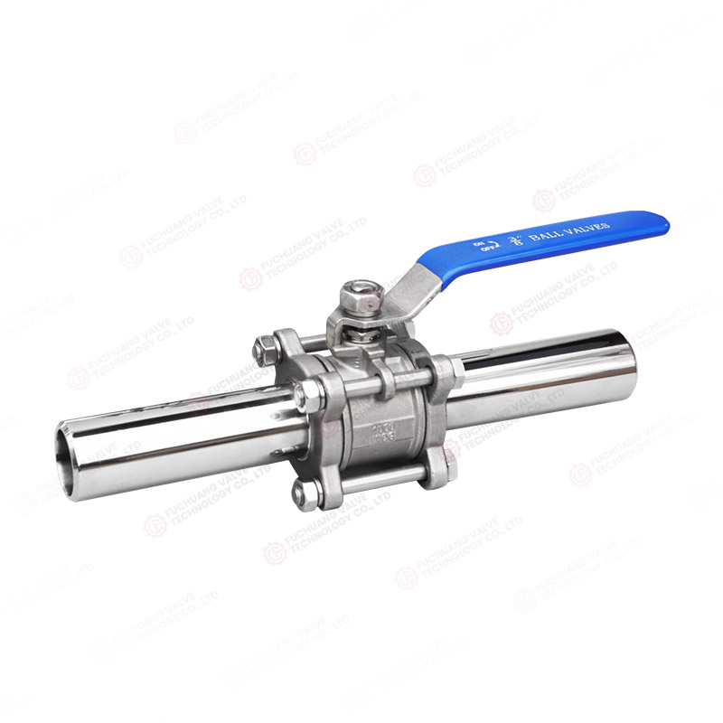 Three-piece extended stem ball valve