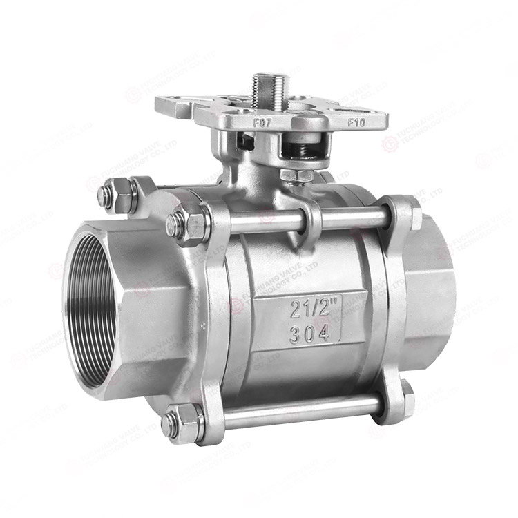 Three-piece high platform ball valve