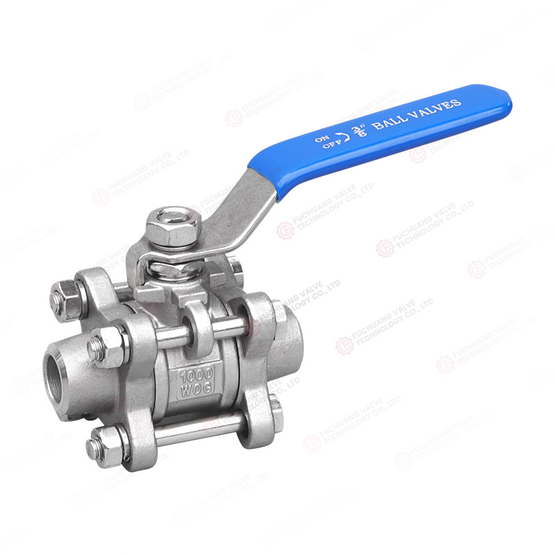 Three - piece butt welding ball valve