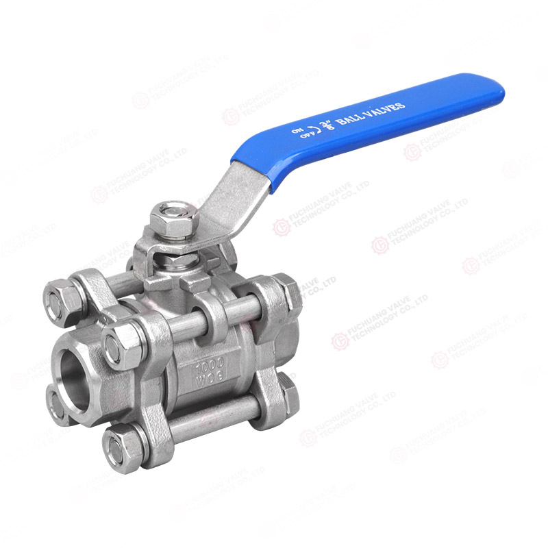 Three-piece socket welded ball valve
