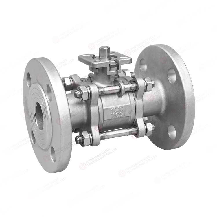 Three-piece high platform flange ball valve