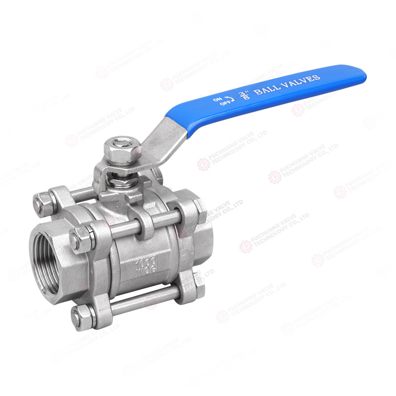Three-piece threaded ball valve